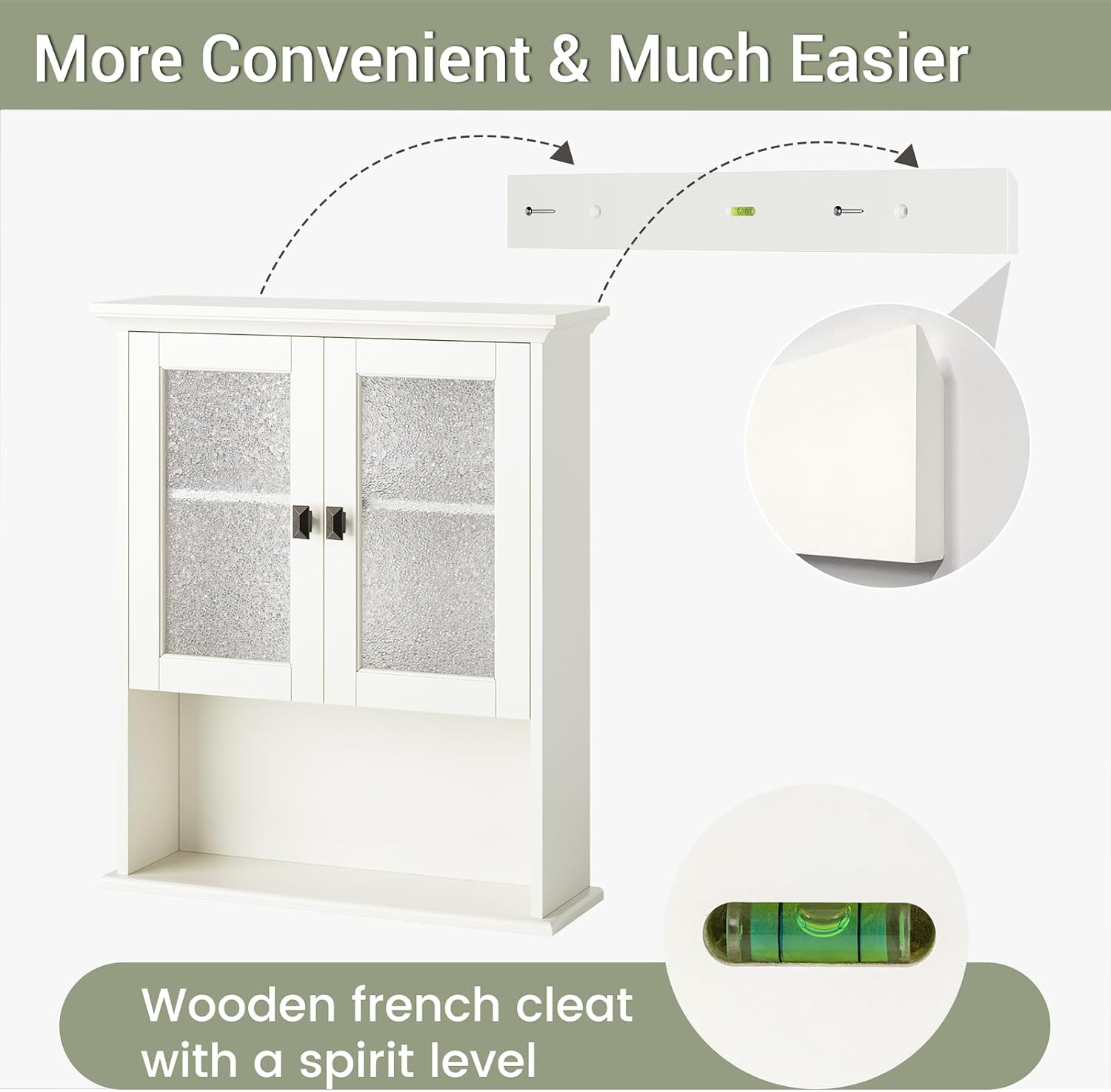 Cream White Wall Mount Over Toilet Storage Cabinet