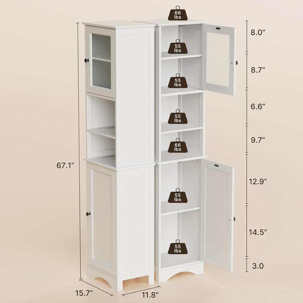 White Bathroom Storage Cabinet Set