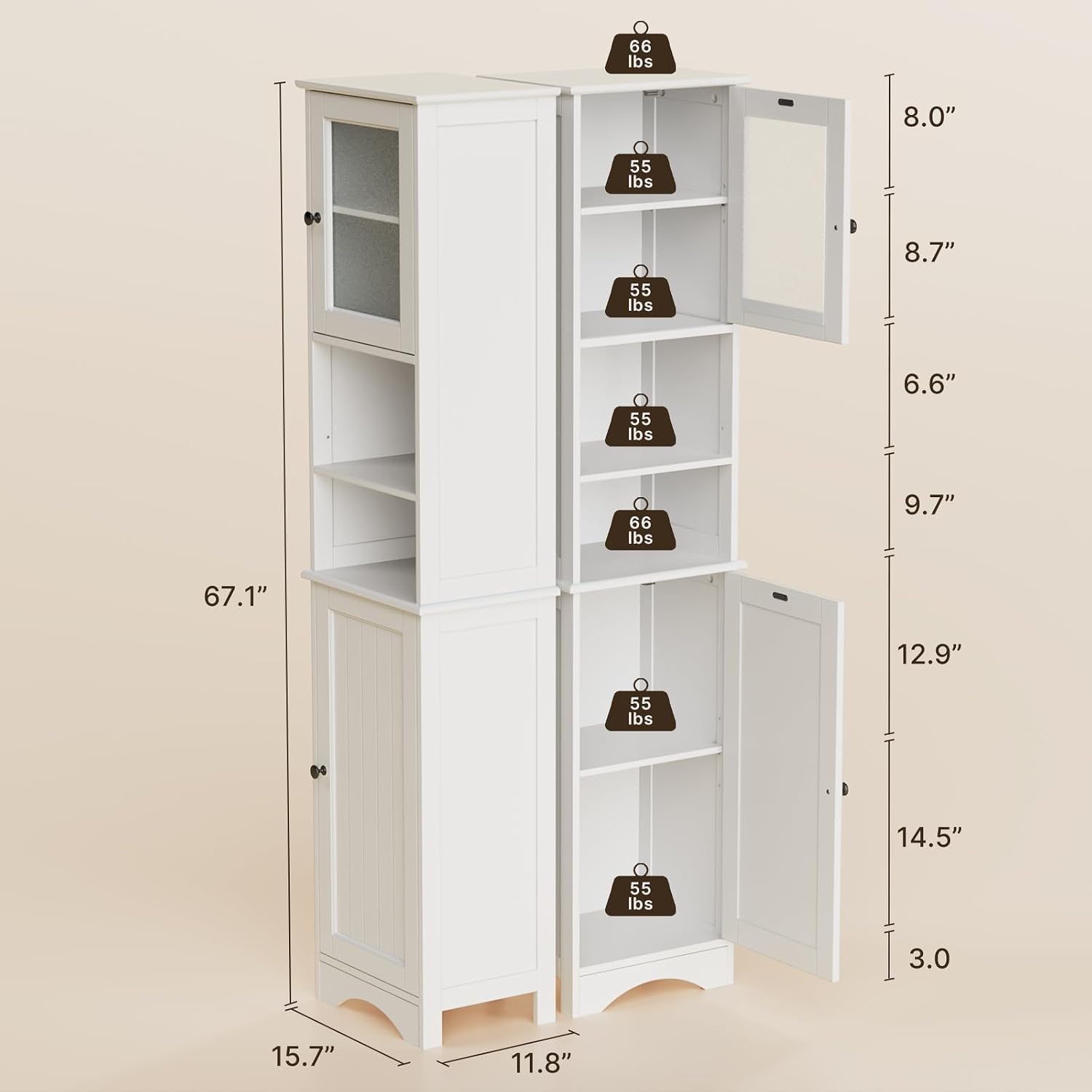 White Bathroom Storage Cabinet Set