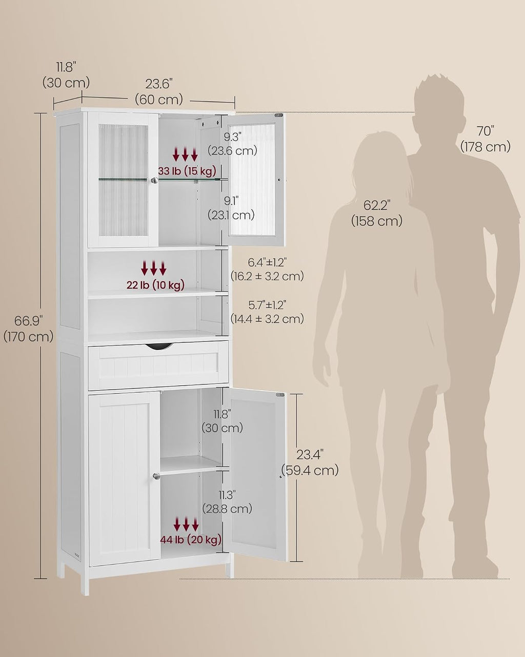 Cloud White LED Freestanding Storage Cabinet