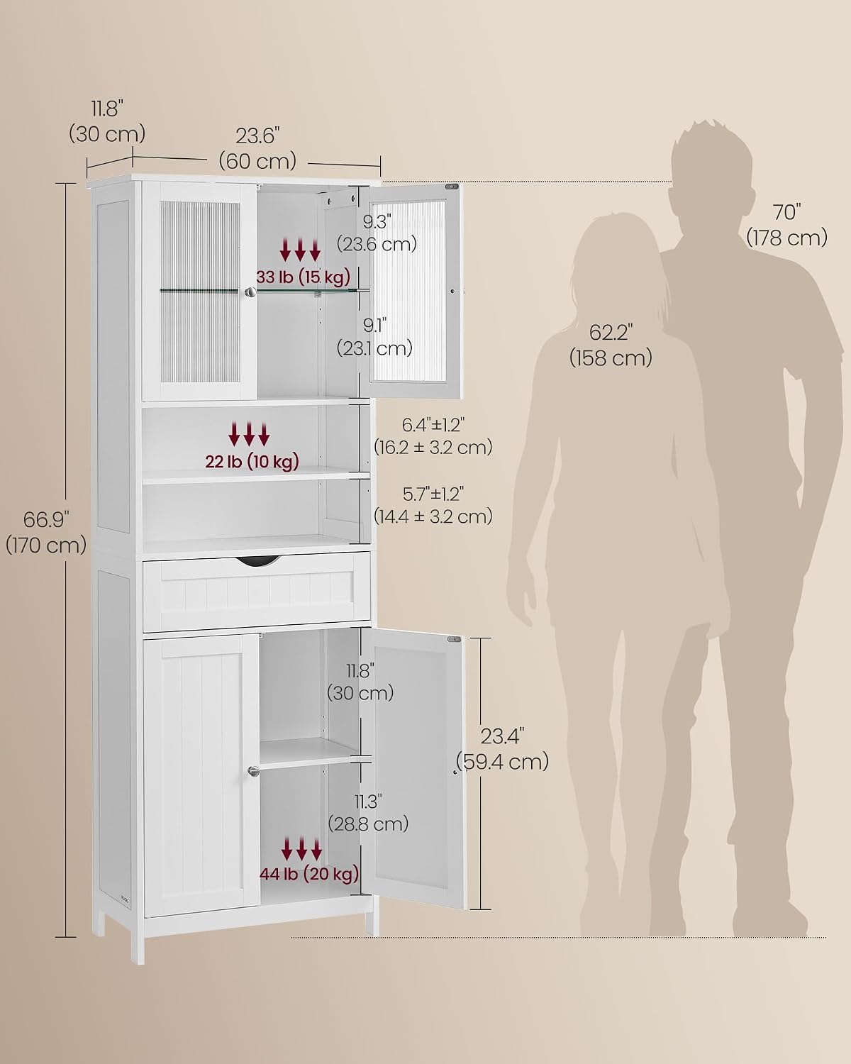 Cloud White LED Freestanding Storage Cabinet