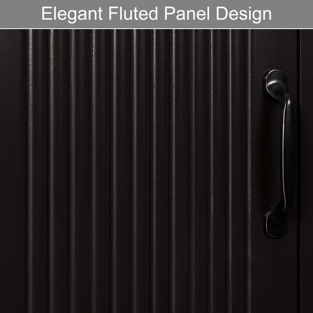 Espresso Fluted Slim Tall Linen Storage Cabinet