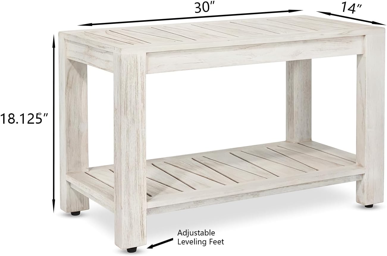Grey Teak Shower Bench