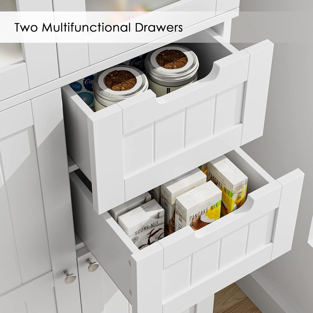 White Tall Frosted Glass Linen Storage Cabinet
