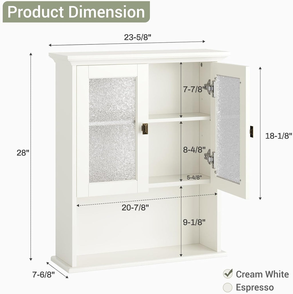 Cream White Wall Mount Over Toilet Storage Cabinet