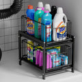 Black 2-Tier Sliding Under Sink Basket