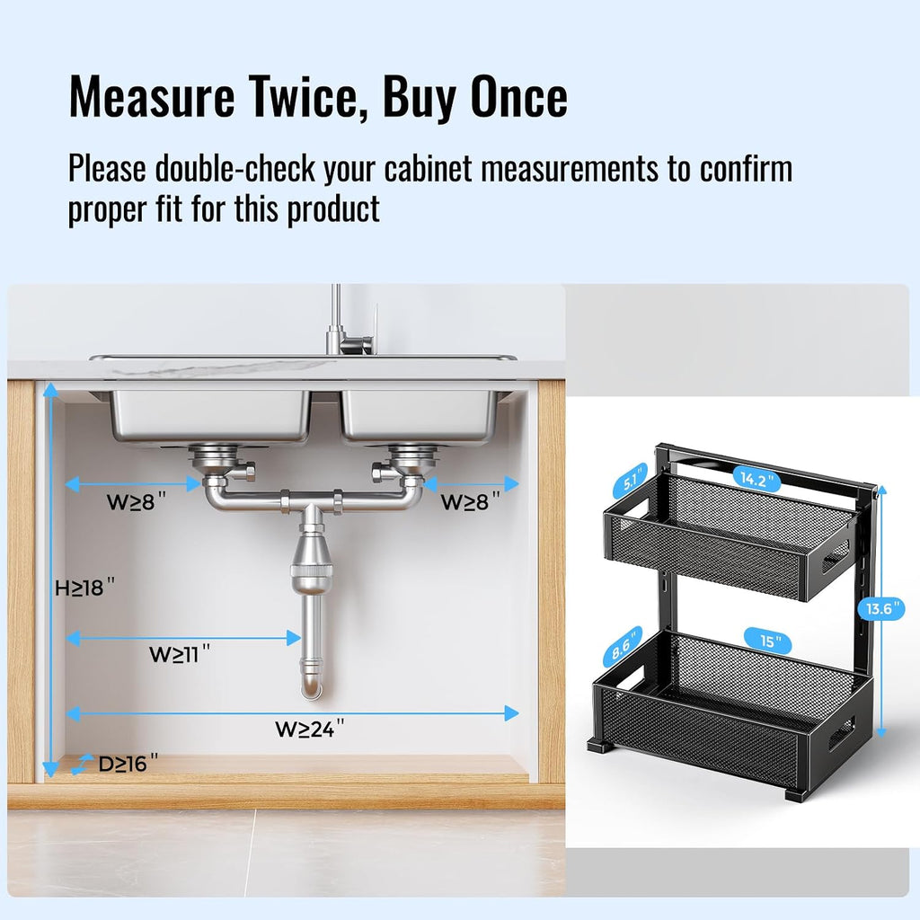 Sliding Metal Under Sink Organizer
