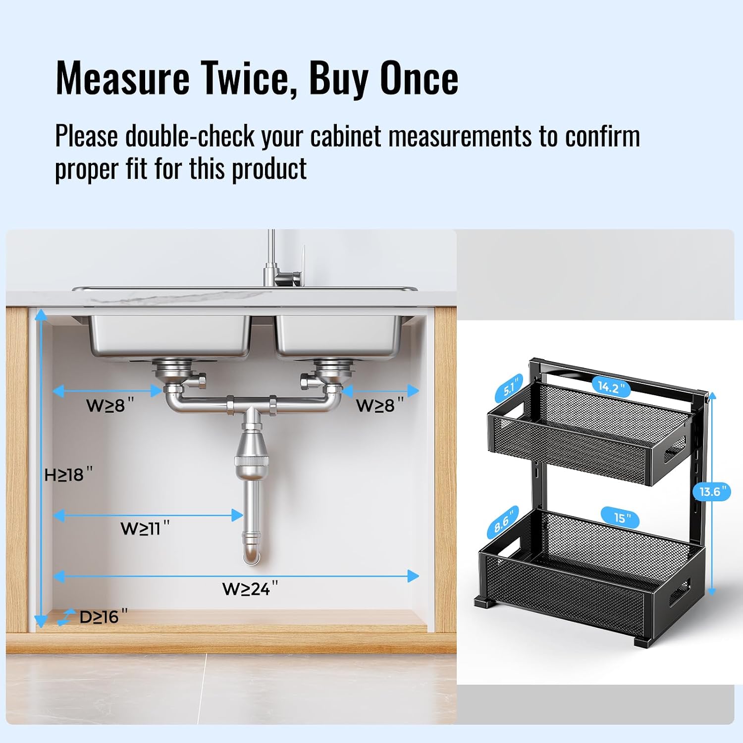 Sliding Metal Under Sink Organizer