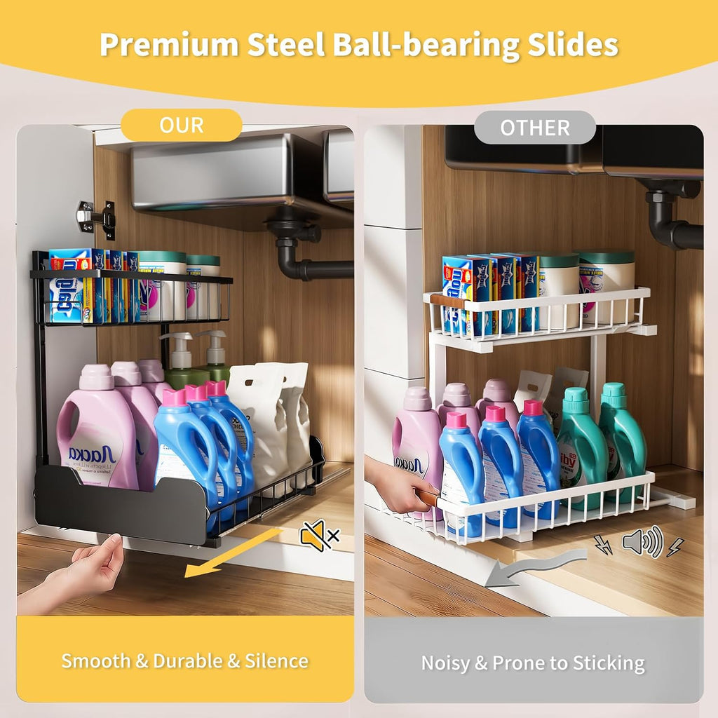 L-Shaped 2-Tier Under Sink Organizer
