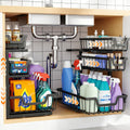 3-Tier Black Adjustable Under Sink Organizer