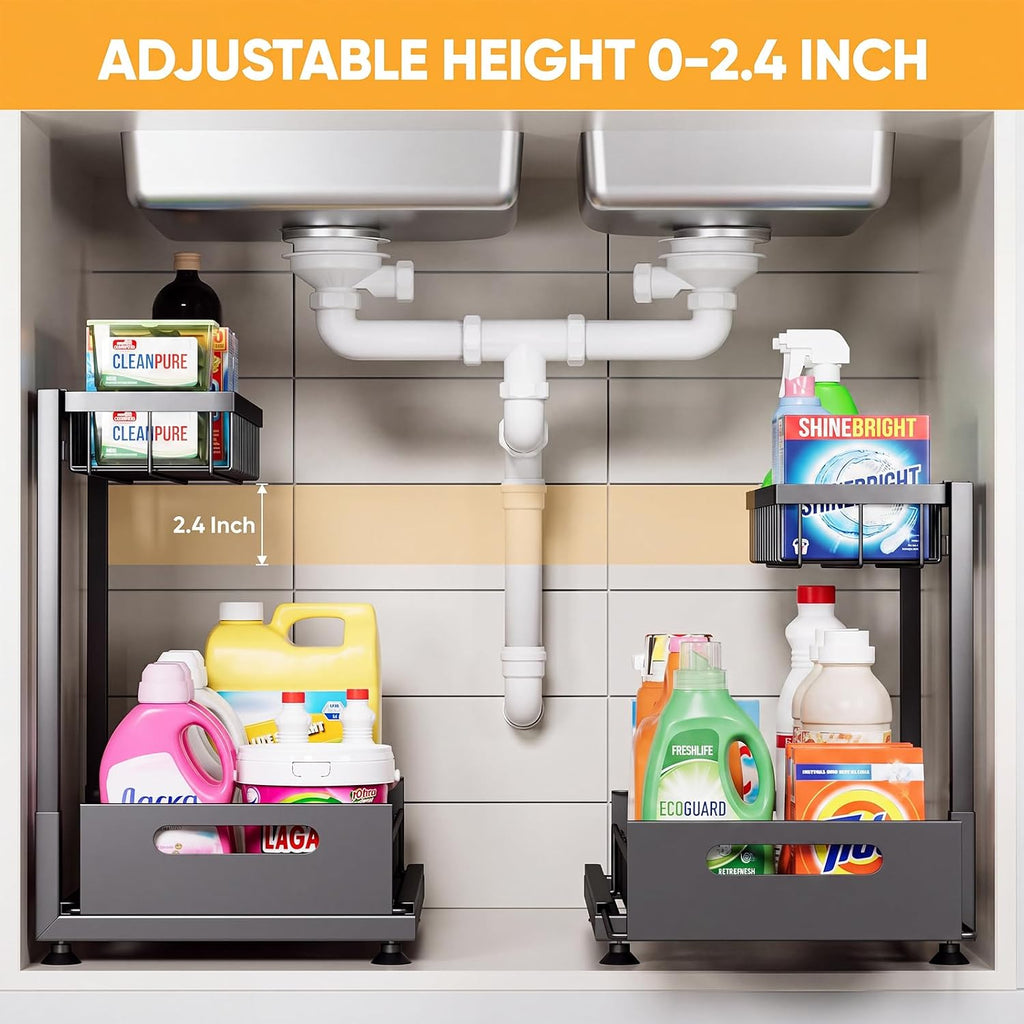 L-Shaped Heavy Duty Under Sink Organizer