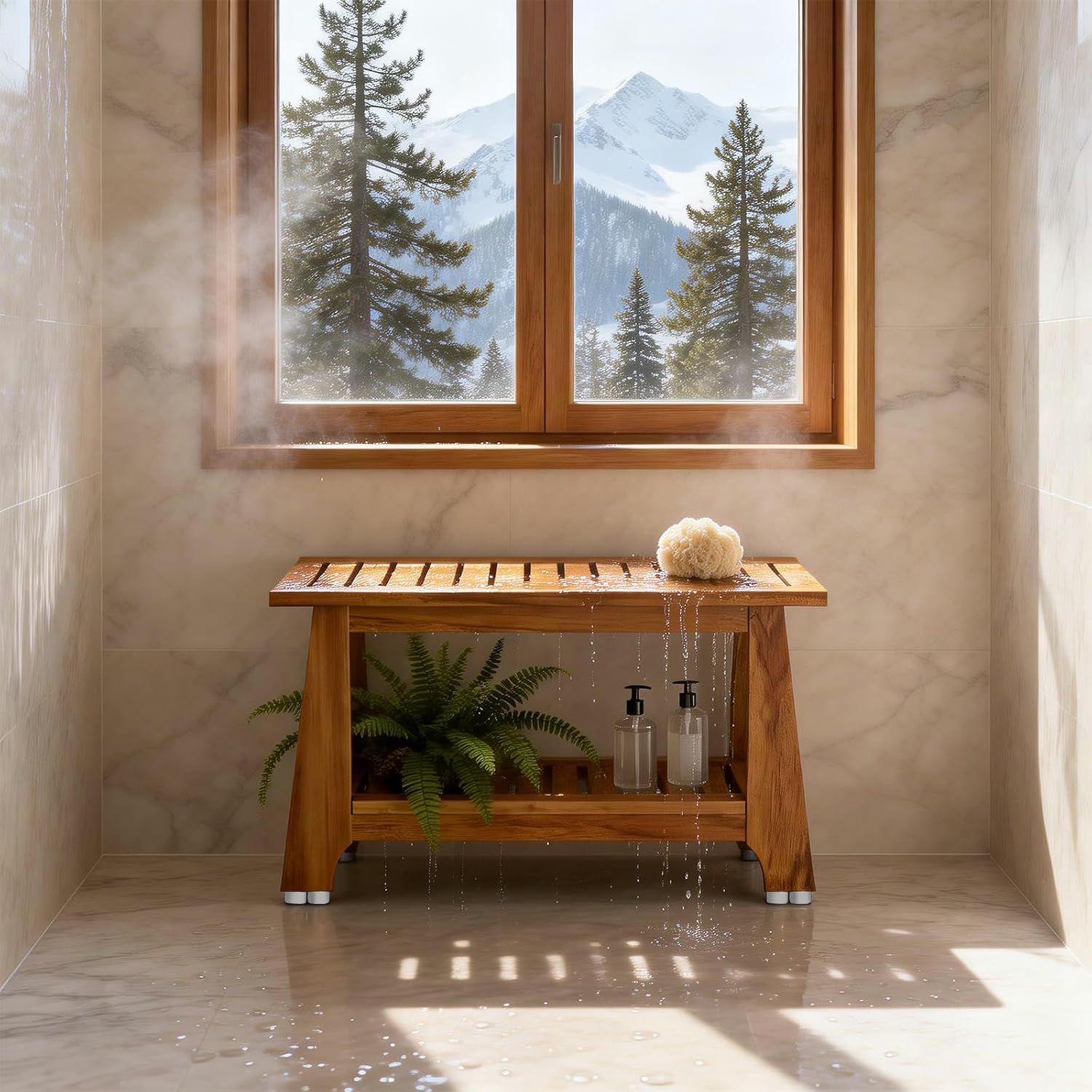 Commercial Teak Shower Bench
