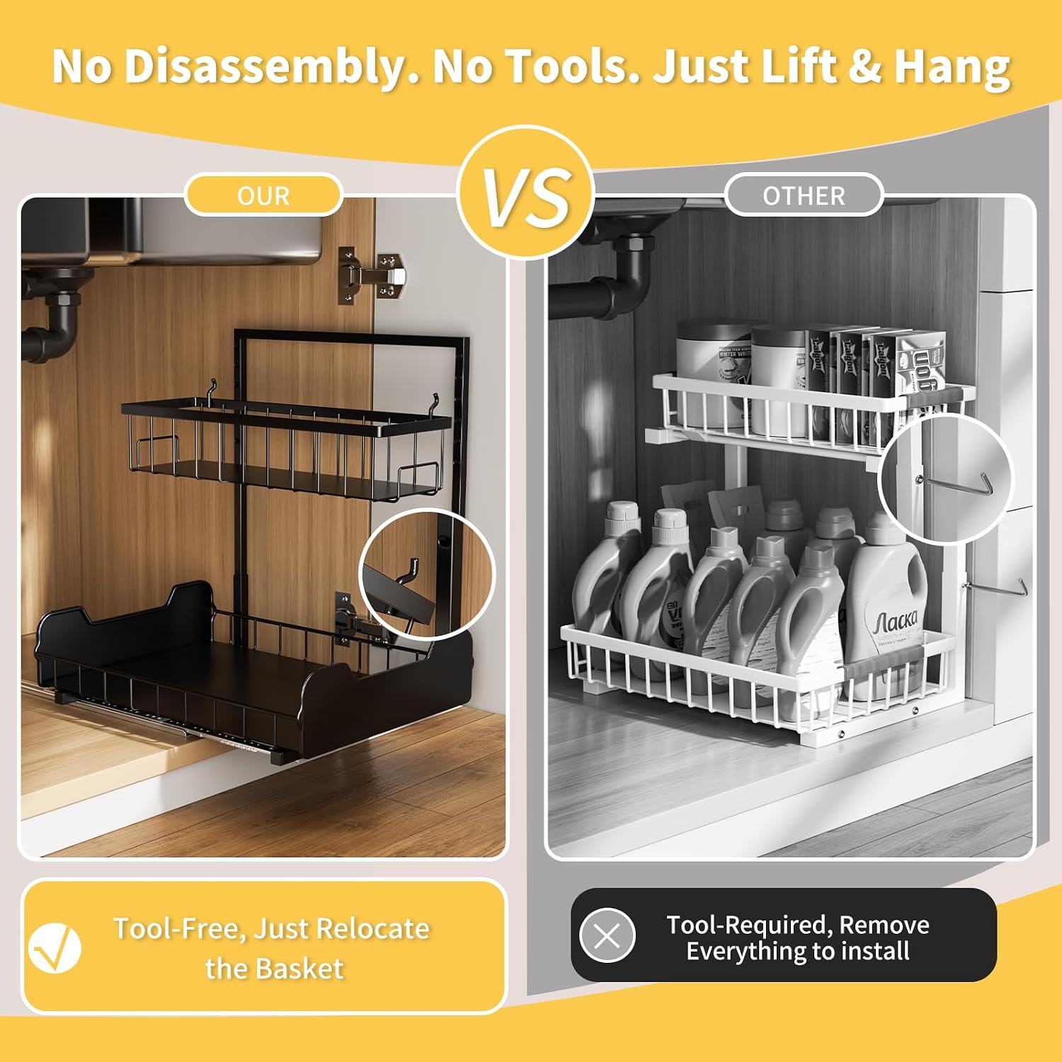 L-Shaped 2-Tier Under Sink Organizer