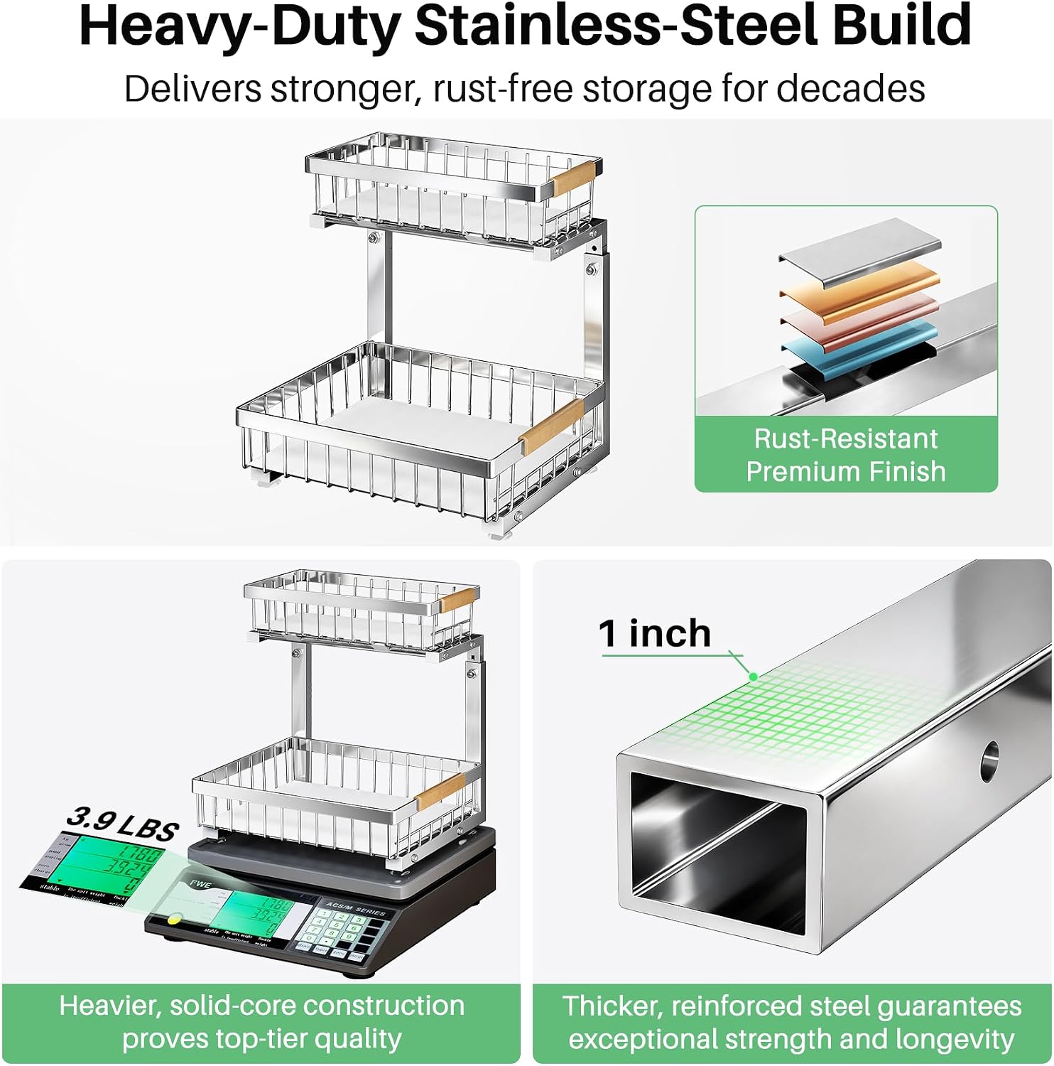 Silver 2-Tier Sliding Under Sink Organizer
