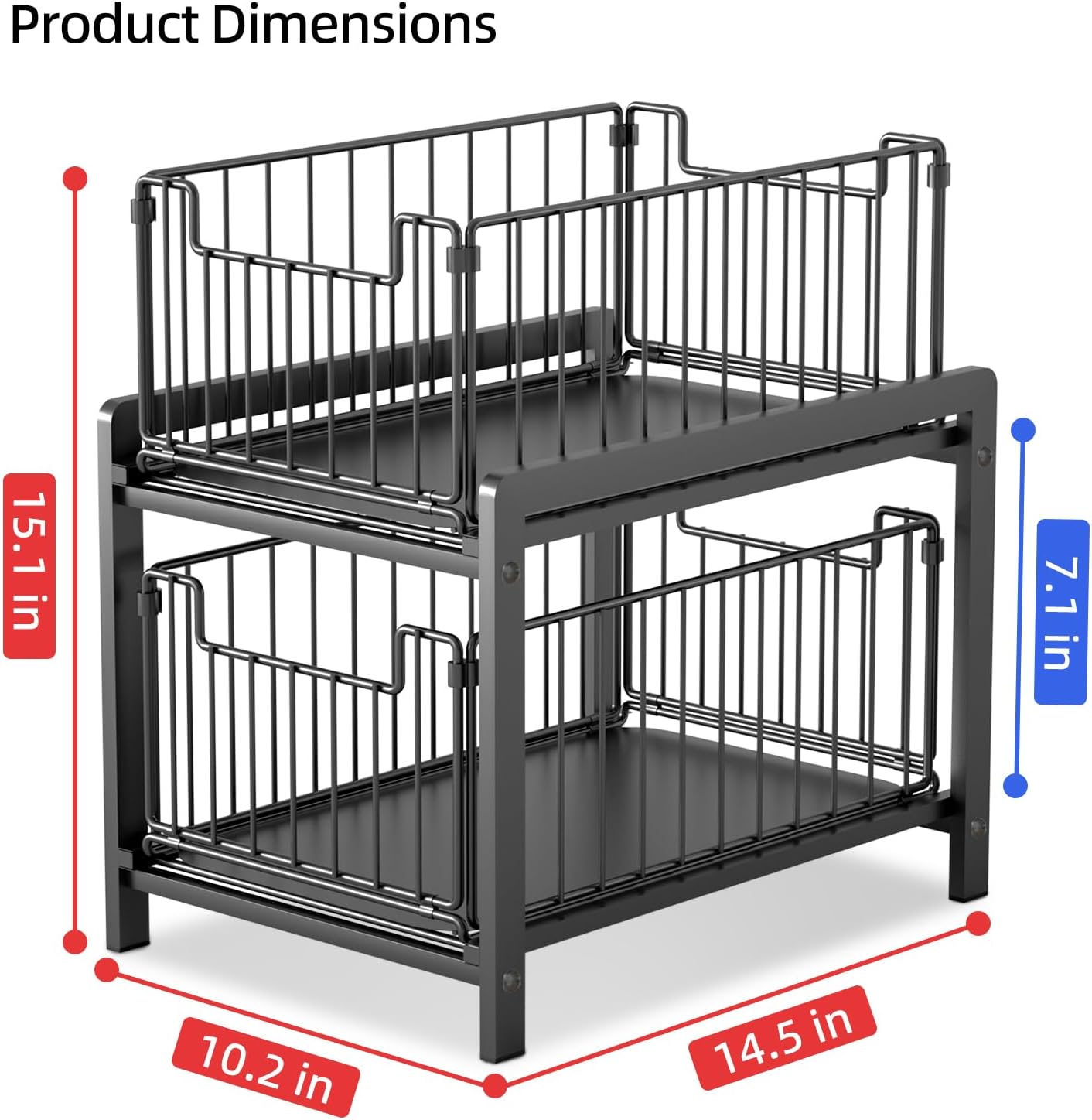 Black 2-Tier Sliding Under Sink Basket