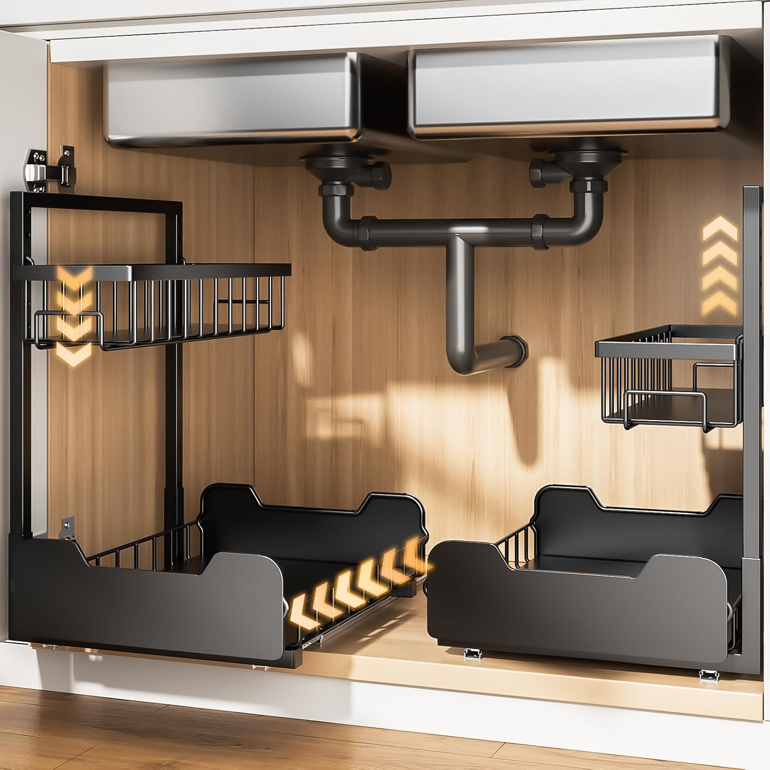 L-Shaped 2-Tier Under Sink Organizer
