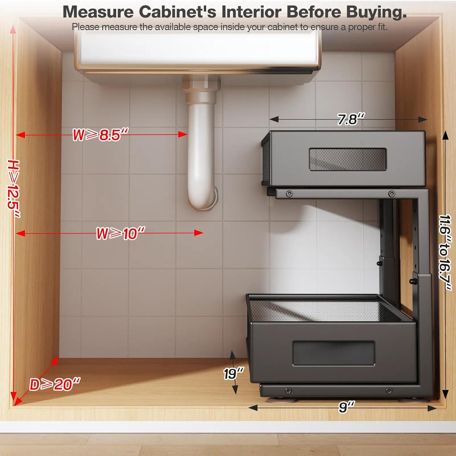 Adjustable Metal Under Sink Organizer