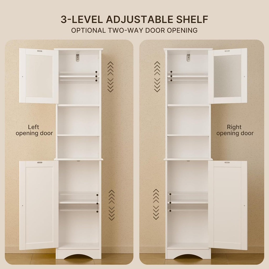 White Bathroom Storage Cabinet Set