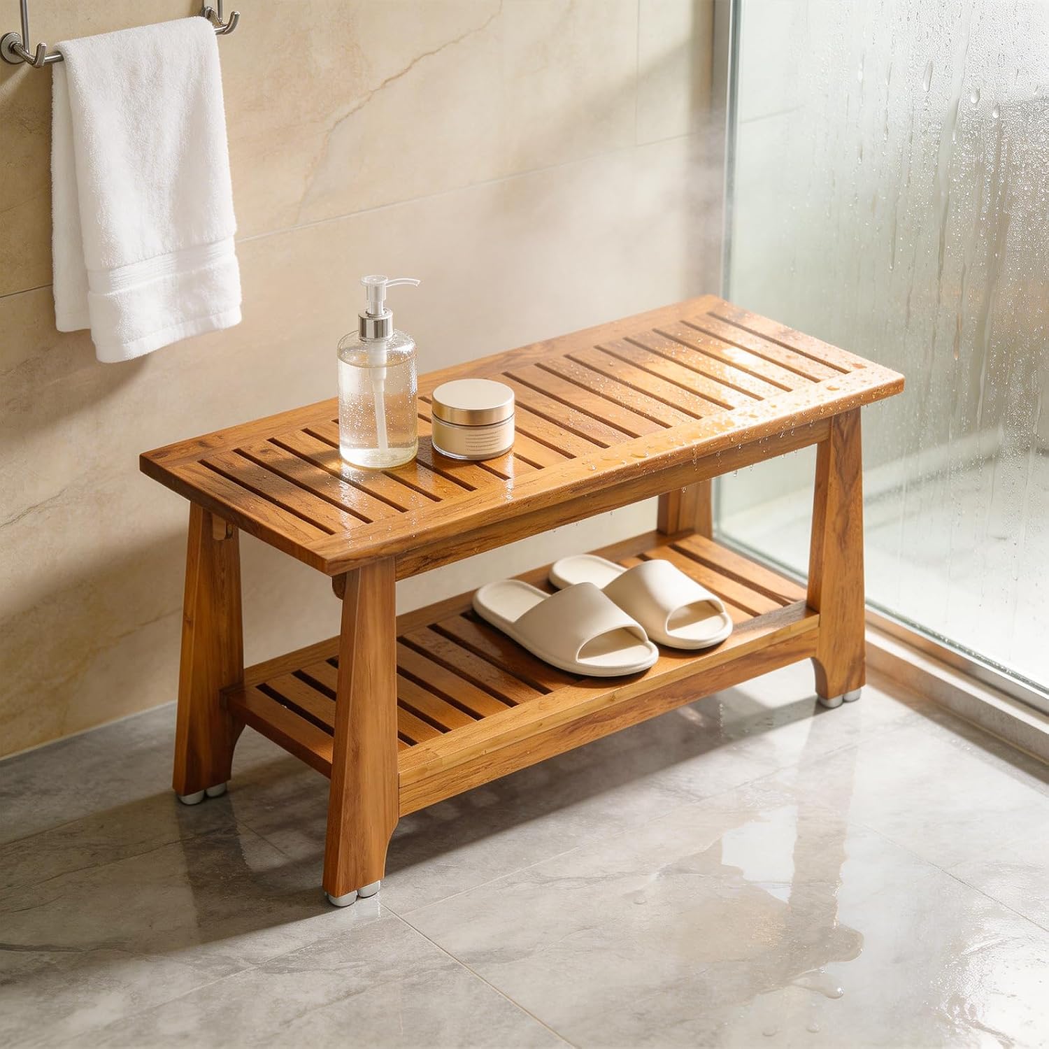 36 Inch Commercial Waterproof Teak Shower Bench