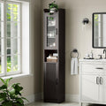 Espresso Fluted Slim Tall Linen Storage Cabinet