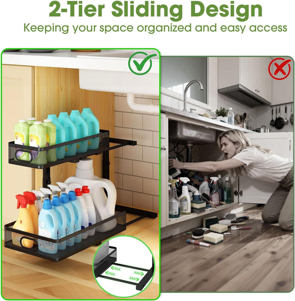 2-Tier Adjustable Metal Under Sink Organizer