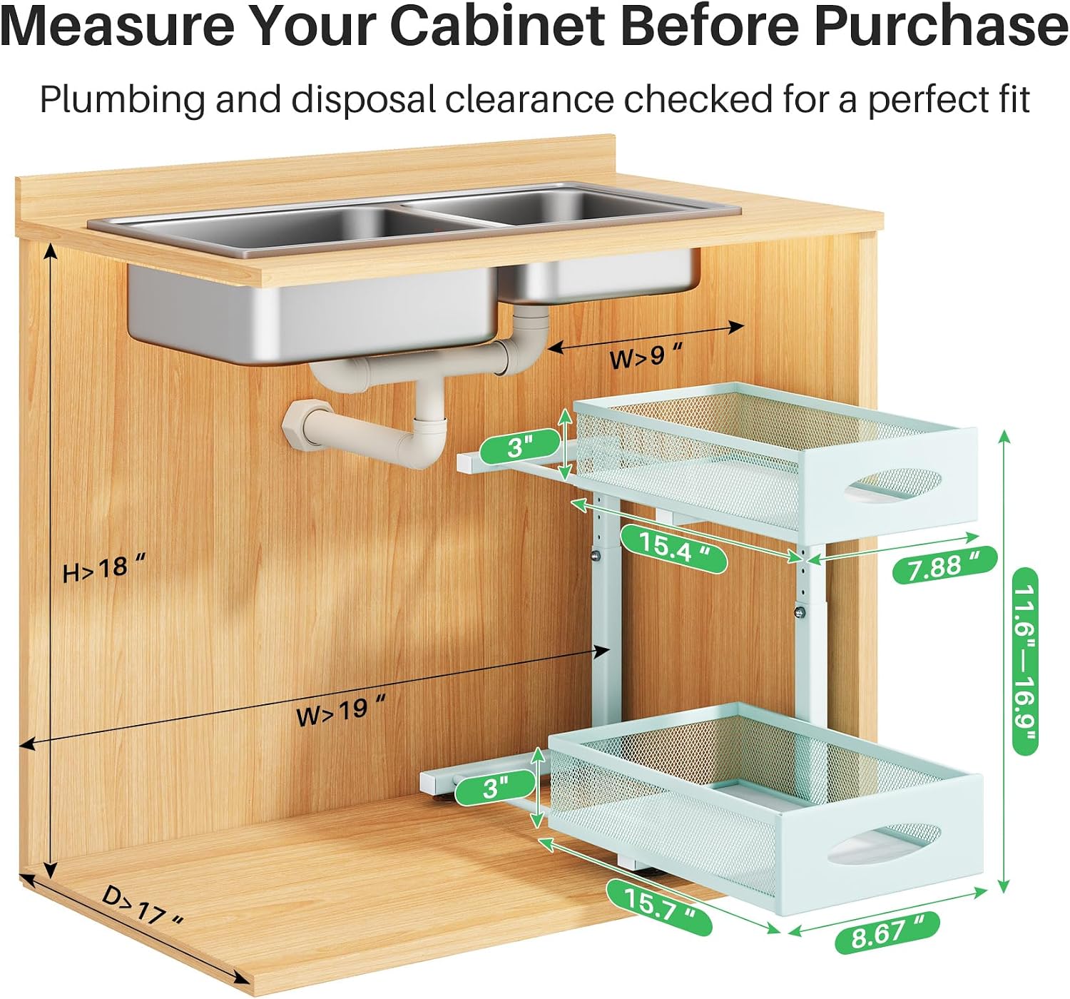 Blue Adjustable Mesh Under Sink Organizer
