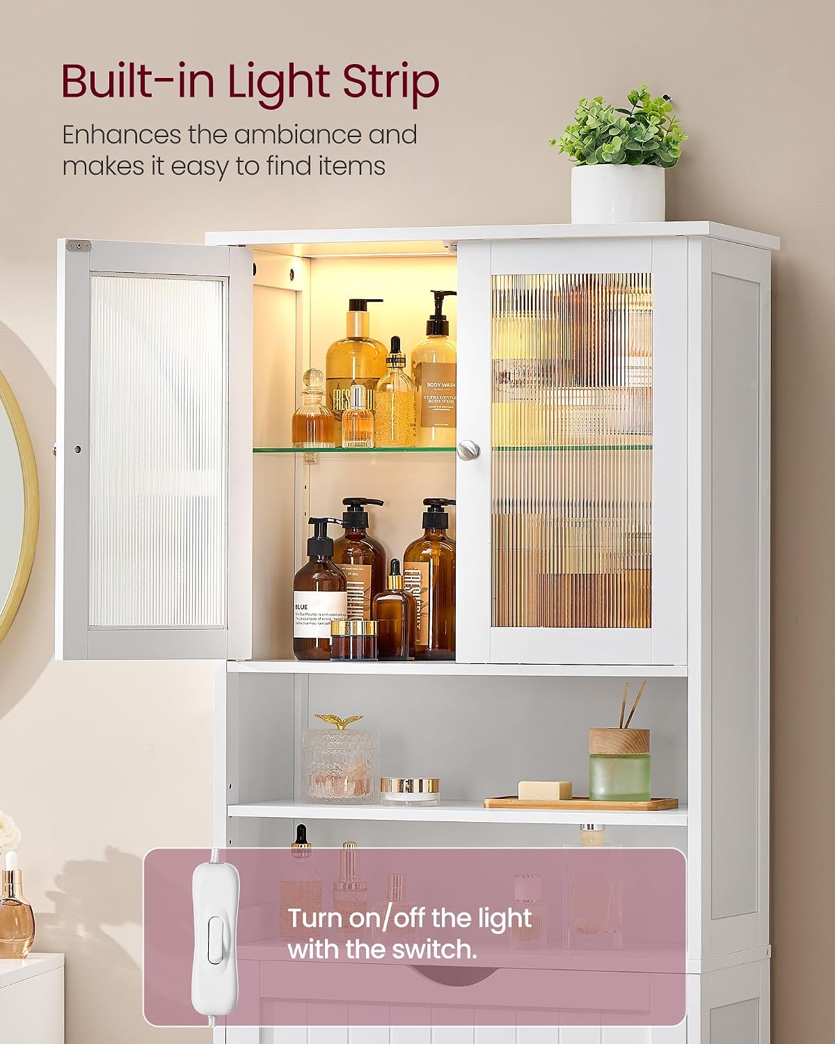 Cloud White LED Freestanding Storage Cabinet