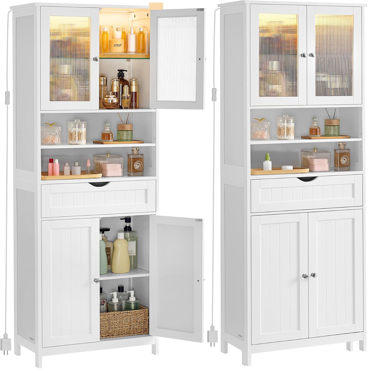 Cloud White LED Freestanding Storage Cabinet