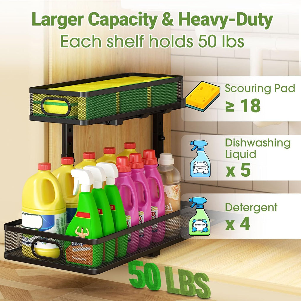 2-Tier Adjustable Metal Under Sink Organizer