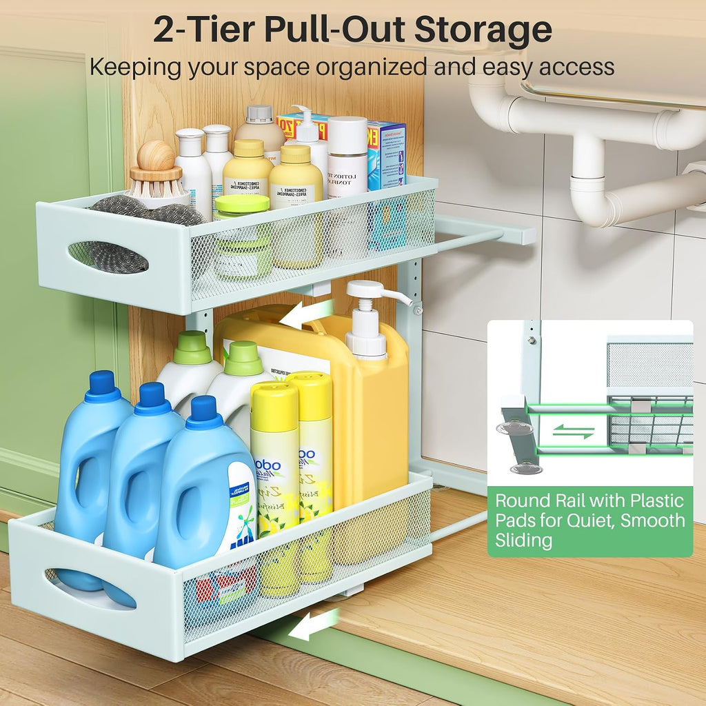 Blue Adjustable Mesh Under Sink Organizer