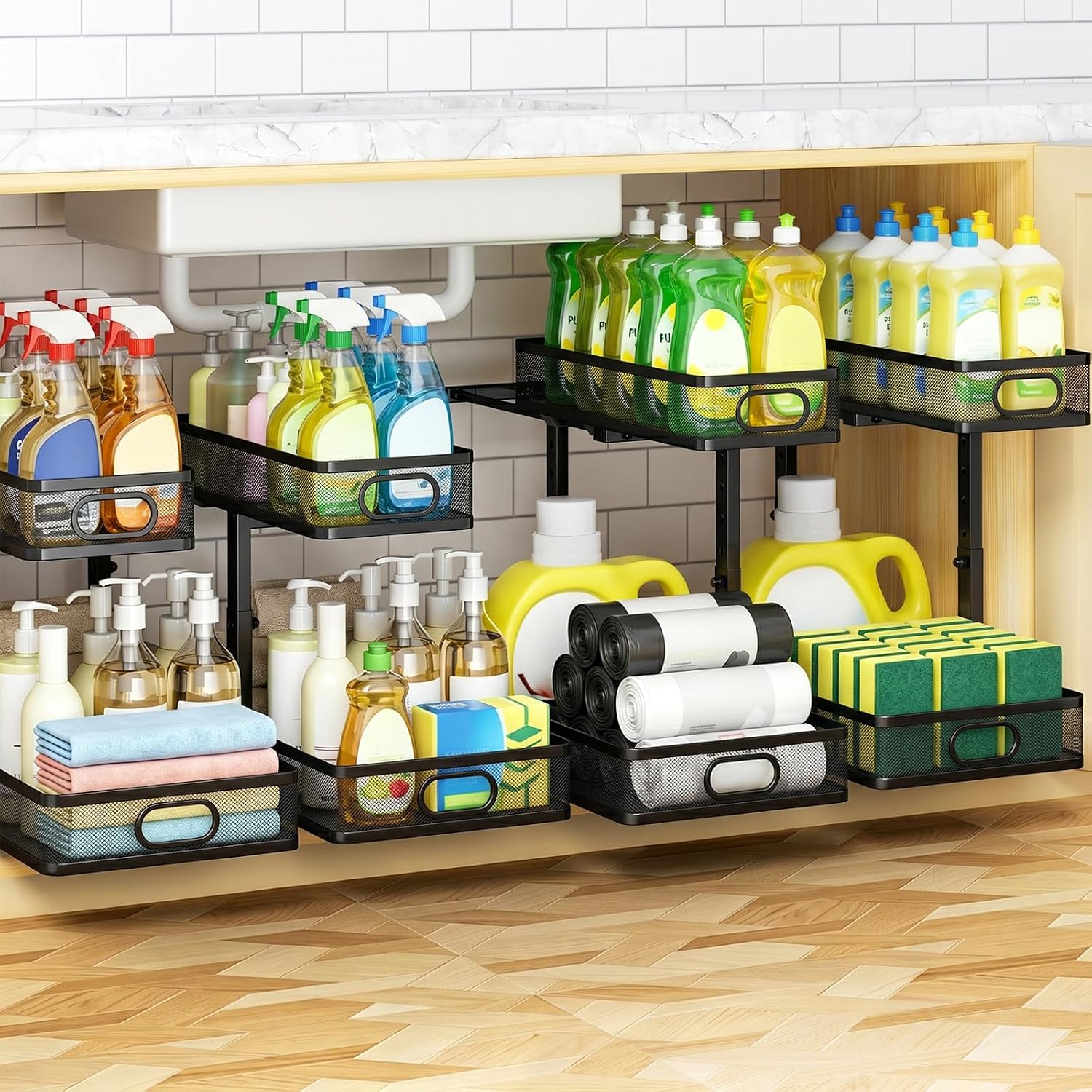 2-Tier Adjustable Metal Under Sink Organizer