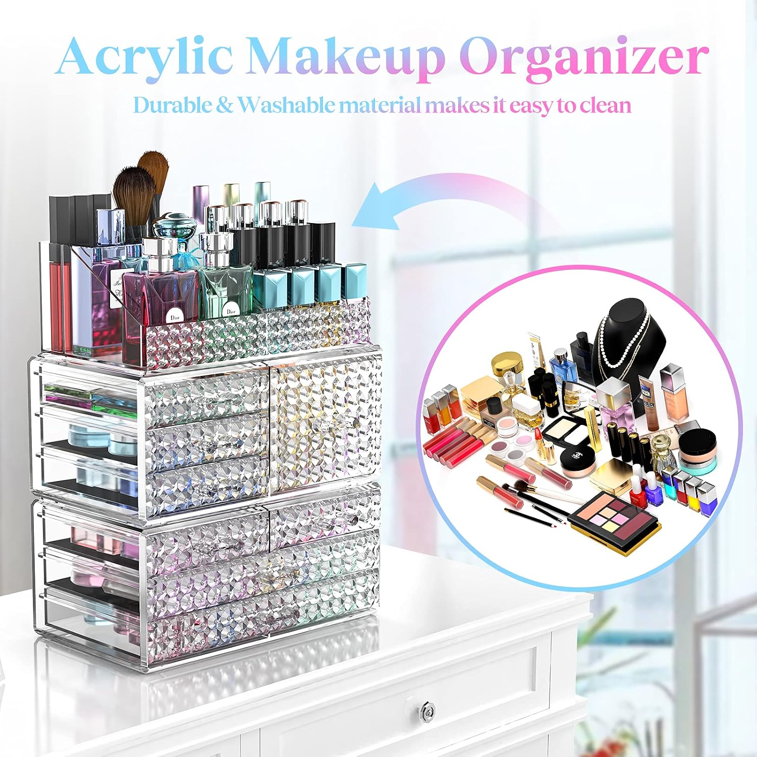 Stackable Acrylic Makeup Organizer