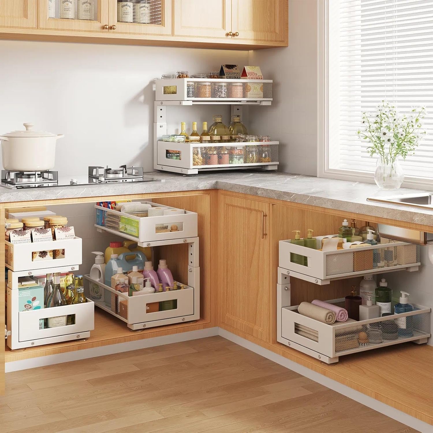 White Dual Pull Out Under Sink Organizer