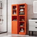 Orange Slim Glass Door Metal Storage Cabinet