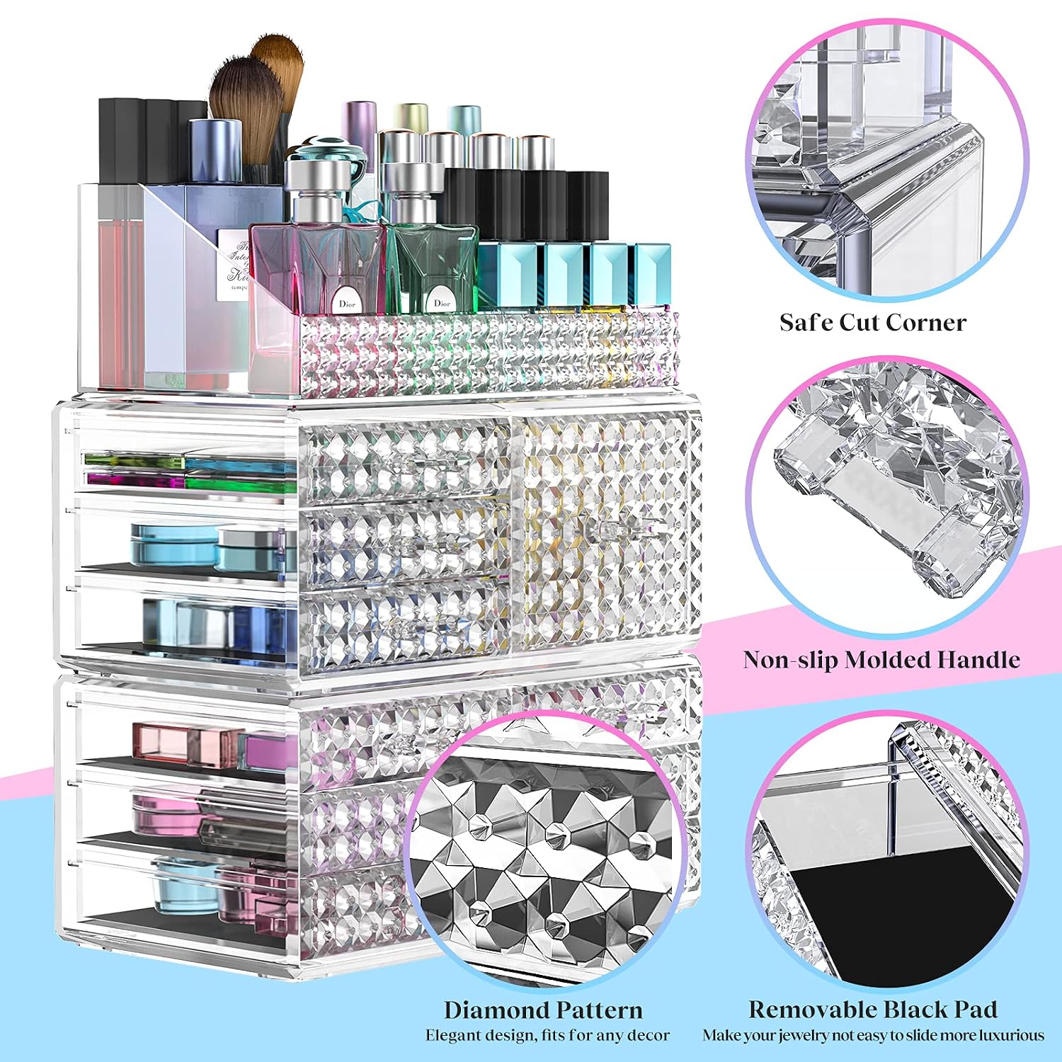 Stackable Acrylic Makeup Organizer