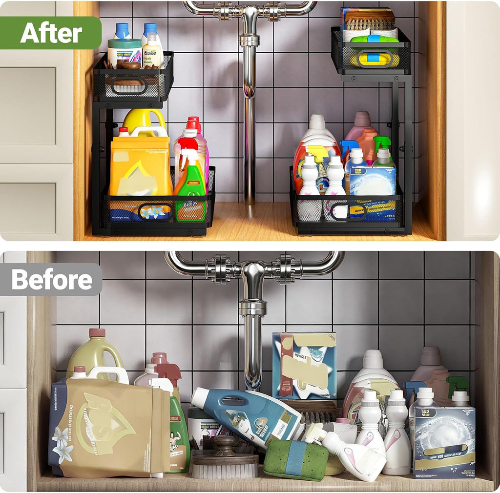 2-Tier Adjustable Metal Under Sink Organizer