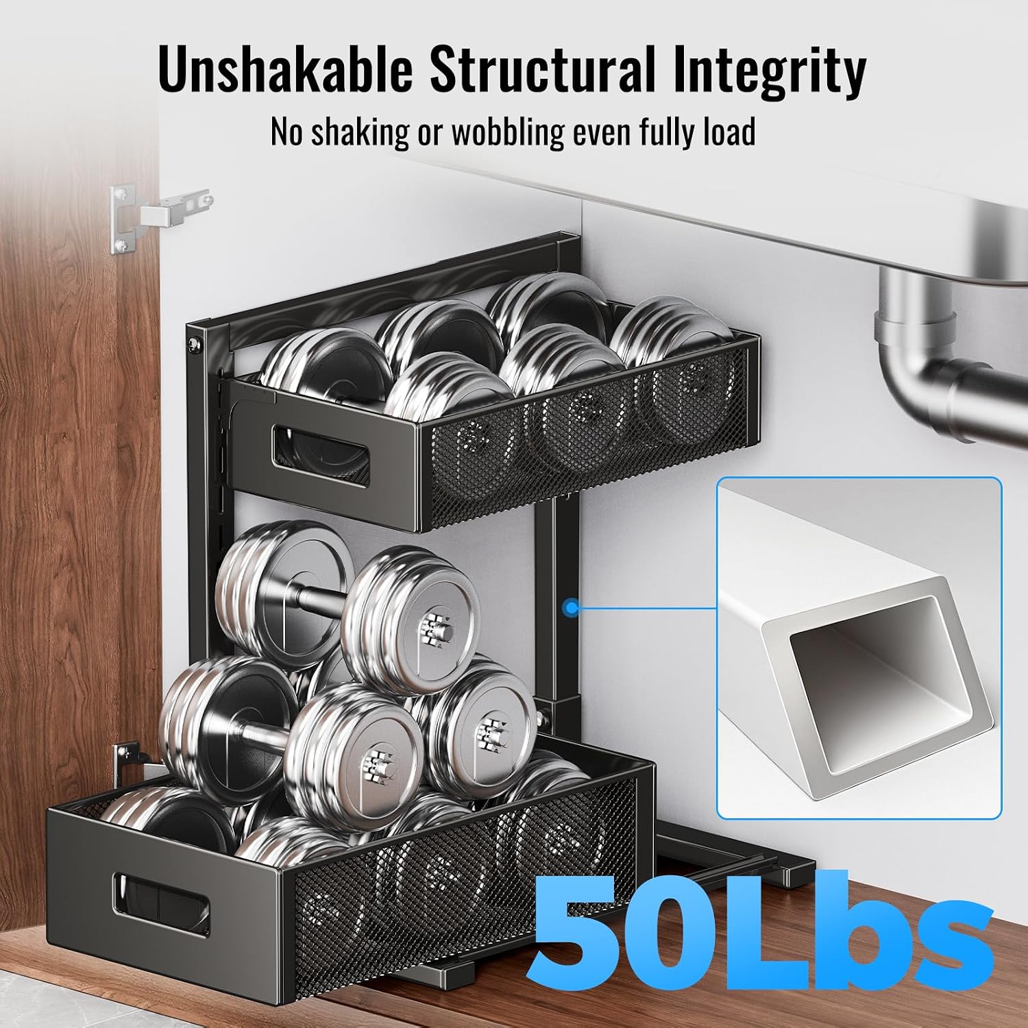 Sliding Metal Under Sink Organizer
