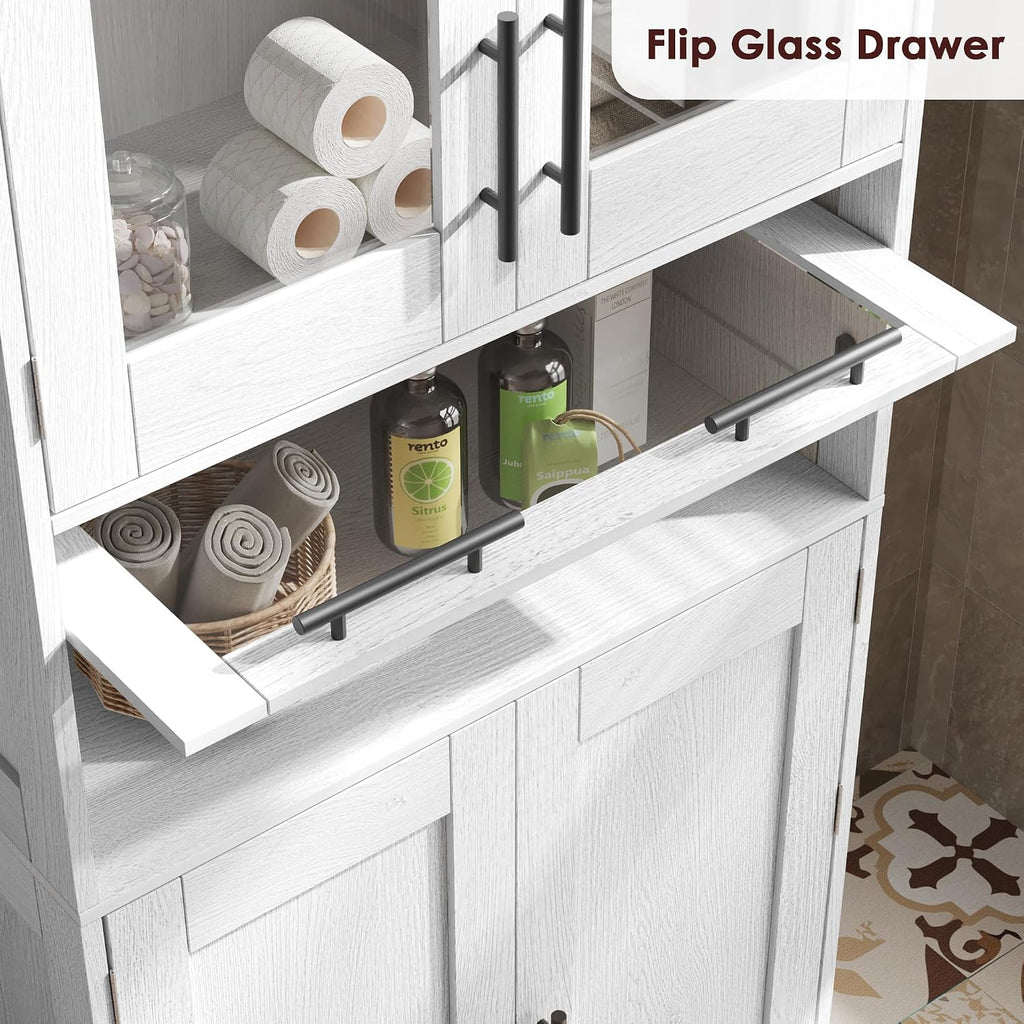 White Freestanding Tall Bathroom Storage Cabinet