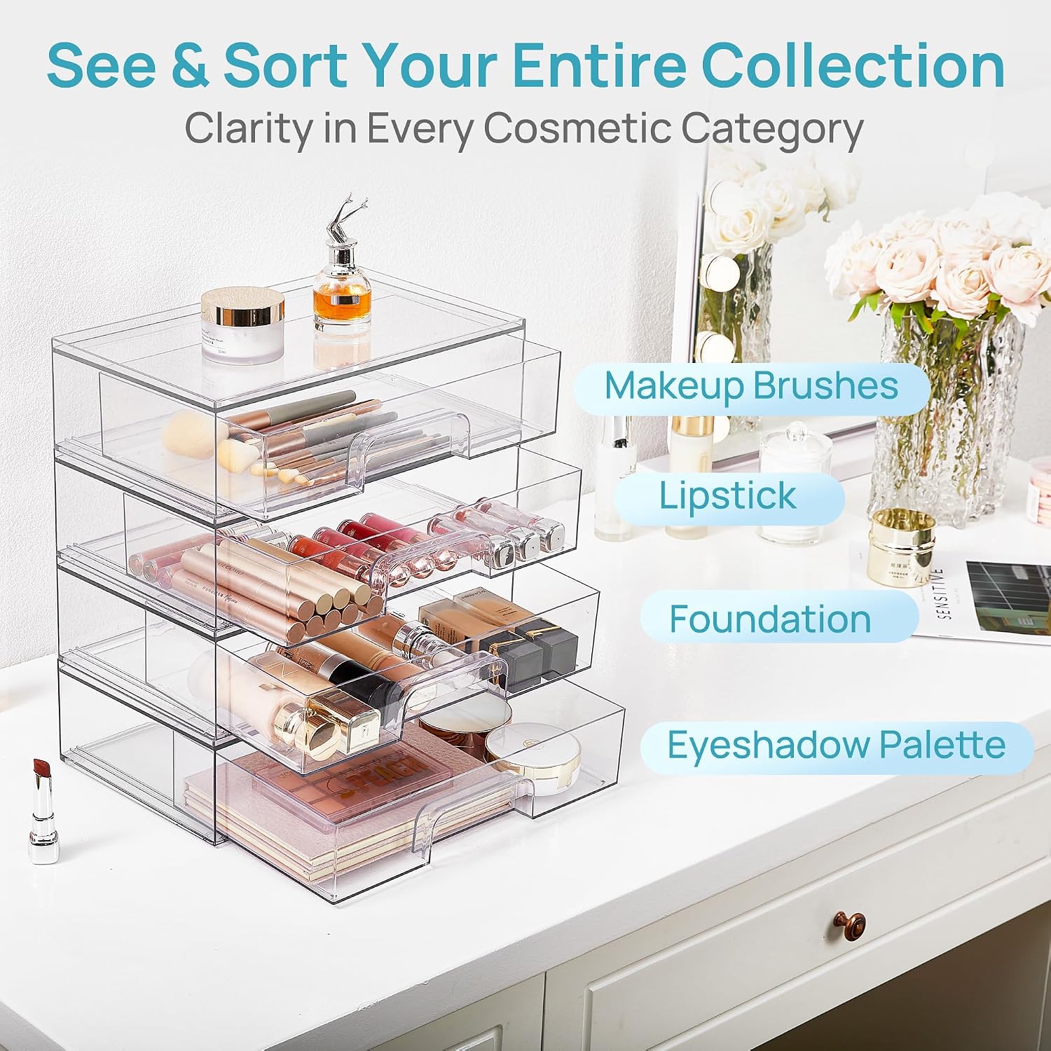 Stackable Acrylic Makeup Drawers