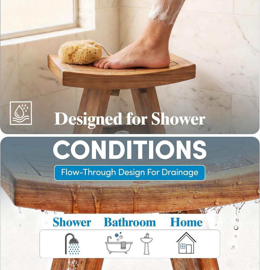 18 Inch Asia Teak Waterproof Shower Bench