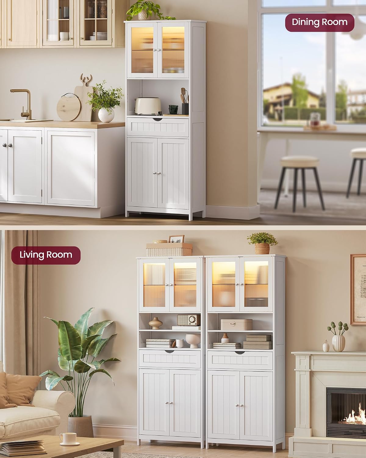 Cloud White LED Freestanding Storage Cabinet