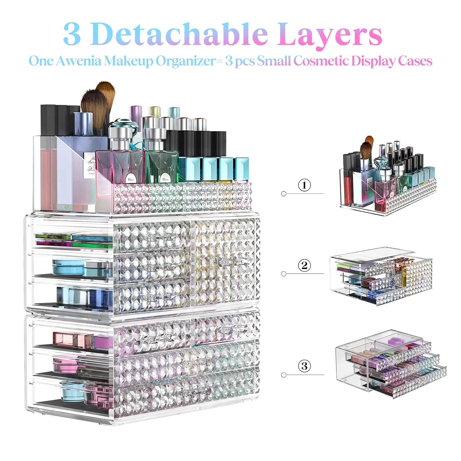 Stackable Acrylic Makeup Organizer