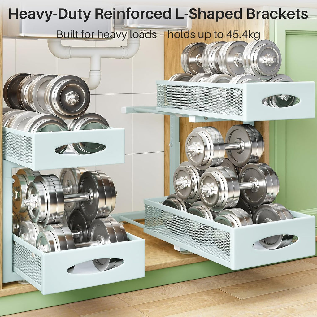 Blue Adjustable Mesh Under Sink Organizer