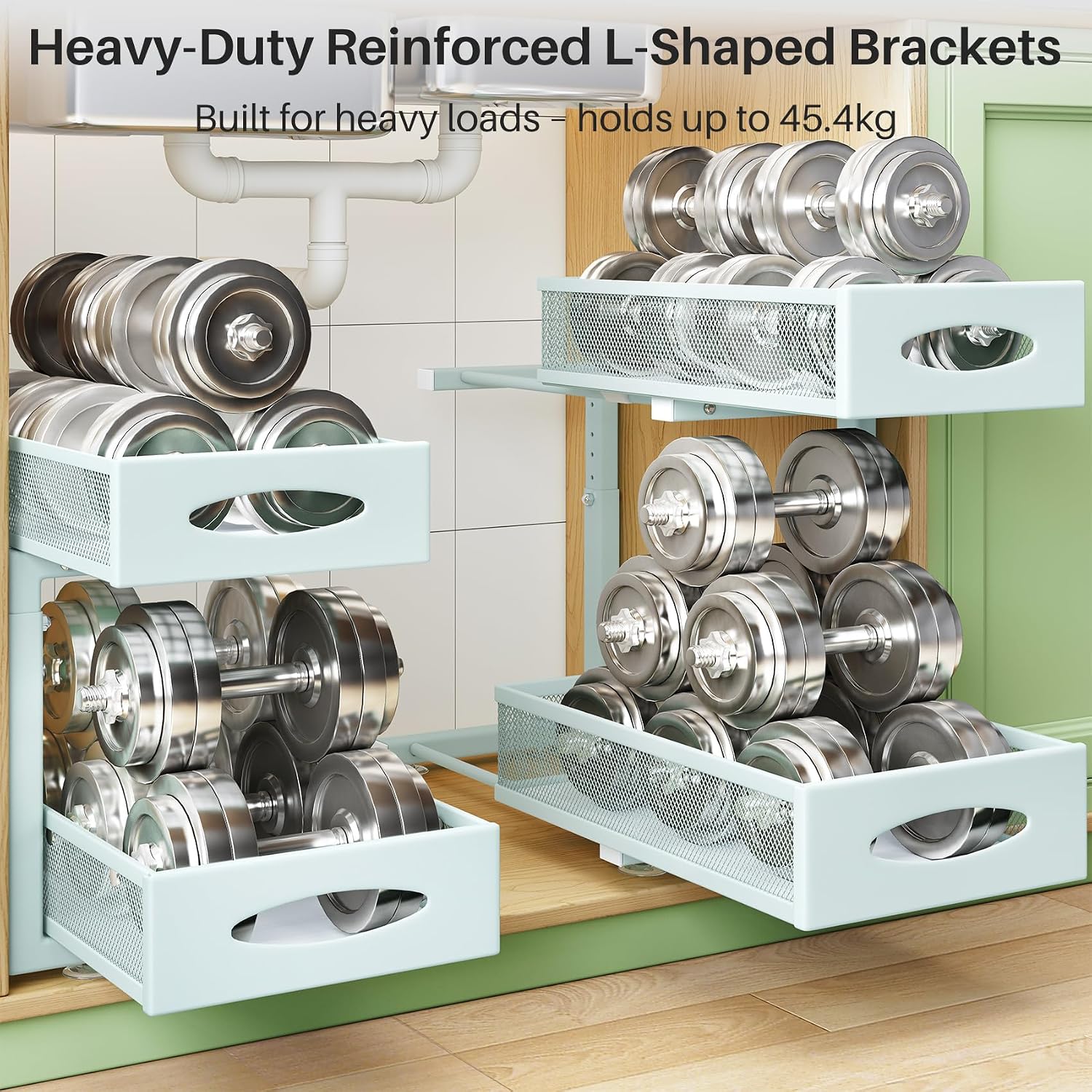 Blue Adjustable Mesh Under Sink Organizer