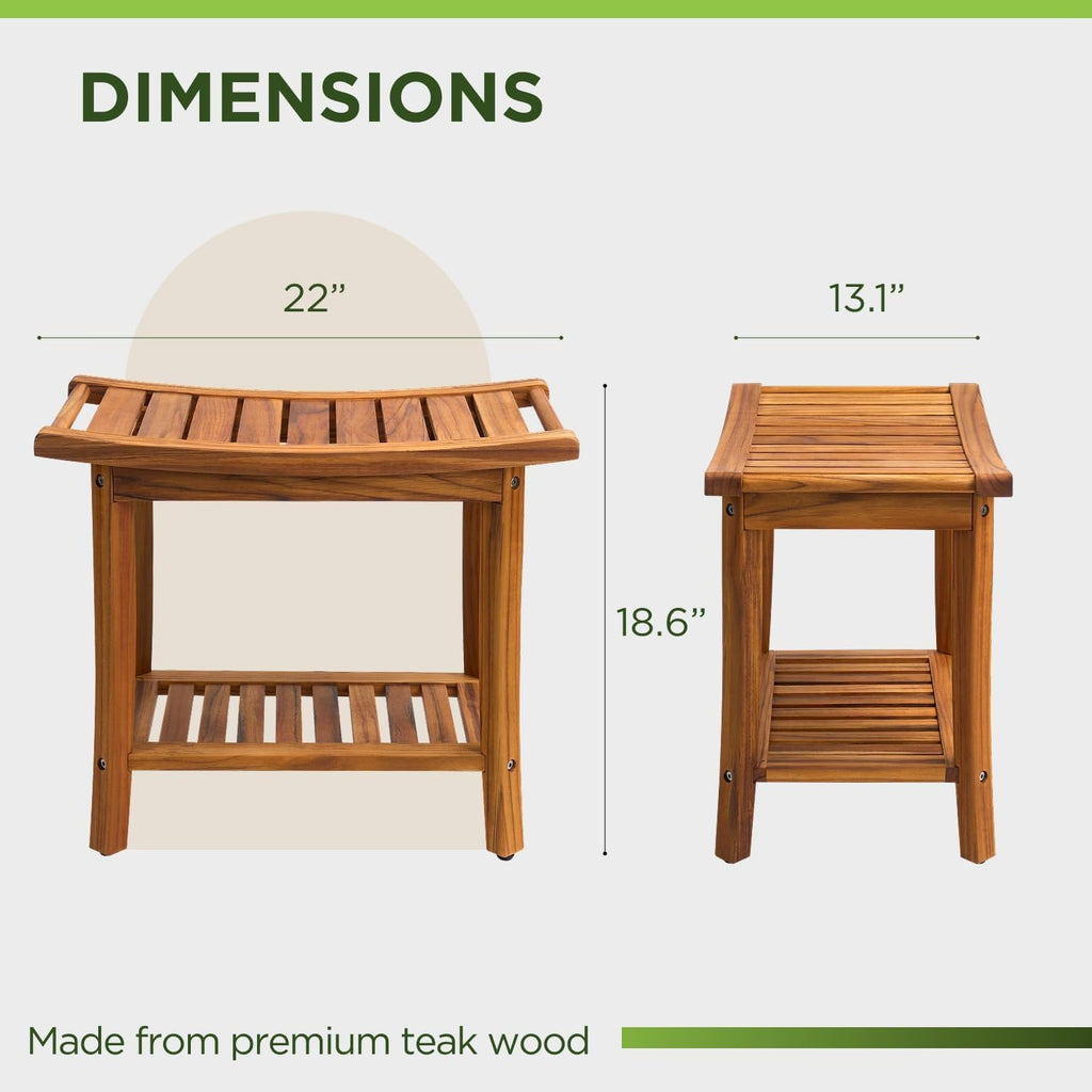 22 Inch 2-Tier Teak Shower Bench