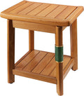 14 Inch Compact Teak Shower Bench With Storage Shelf