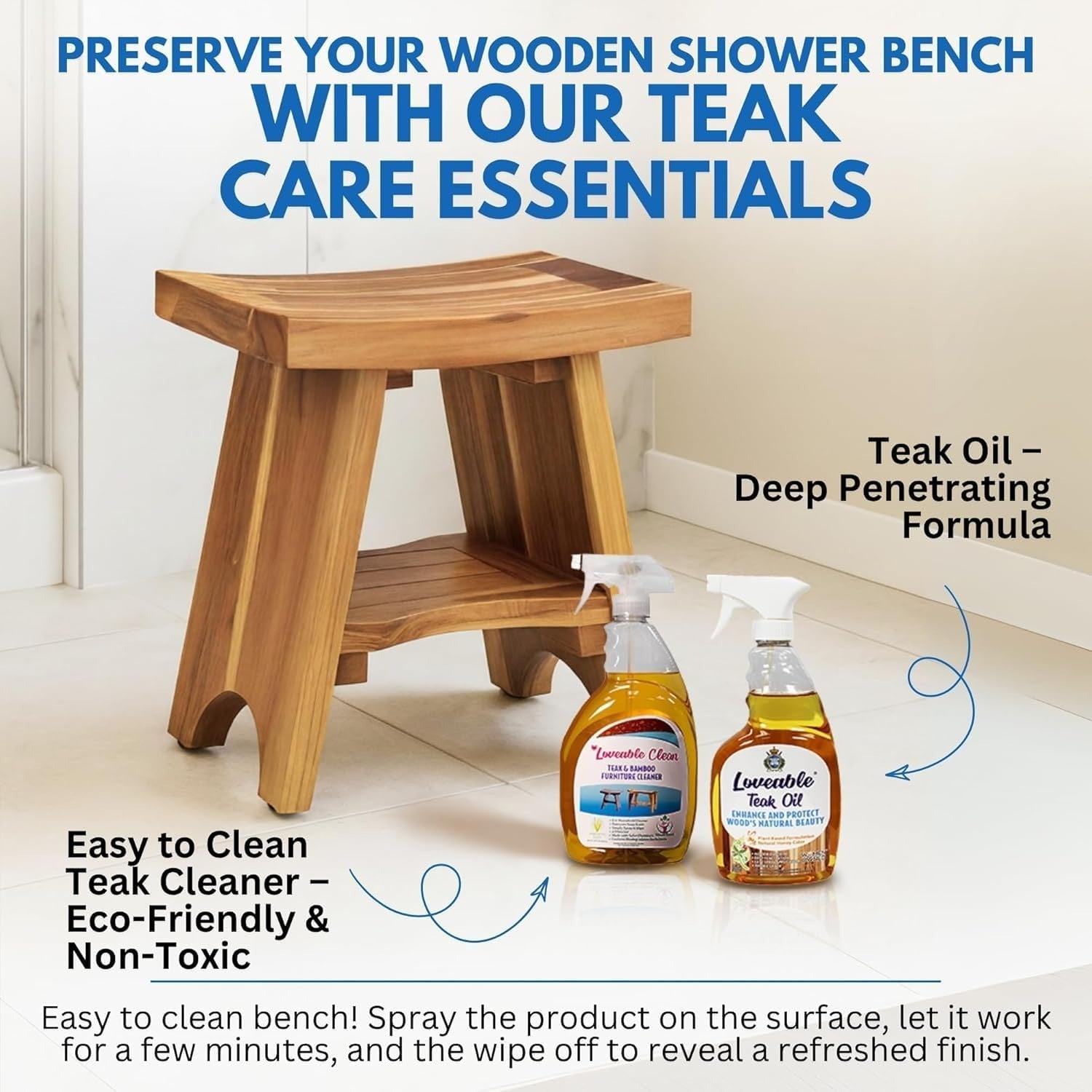 18 Inch Compact Teak Shower Bench